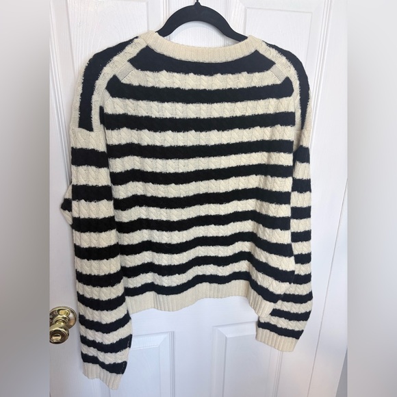 J.Crew Perfect Cashmere Cable-Knit Crewneck Sweater – Stripe | Size Large - Picture 6 of 10